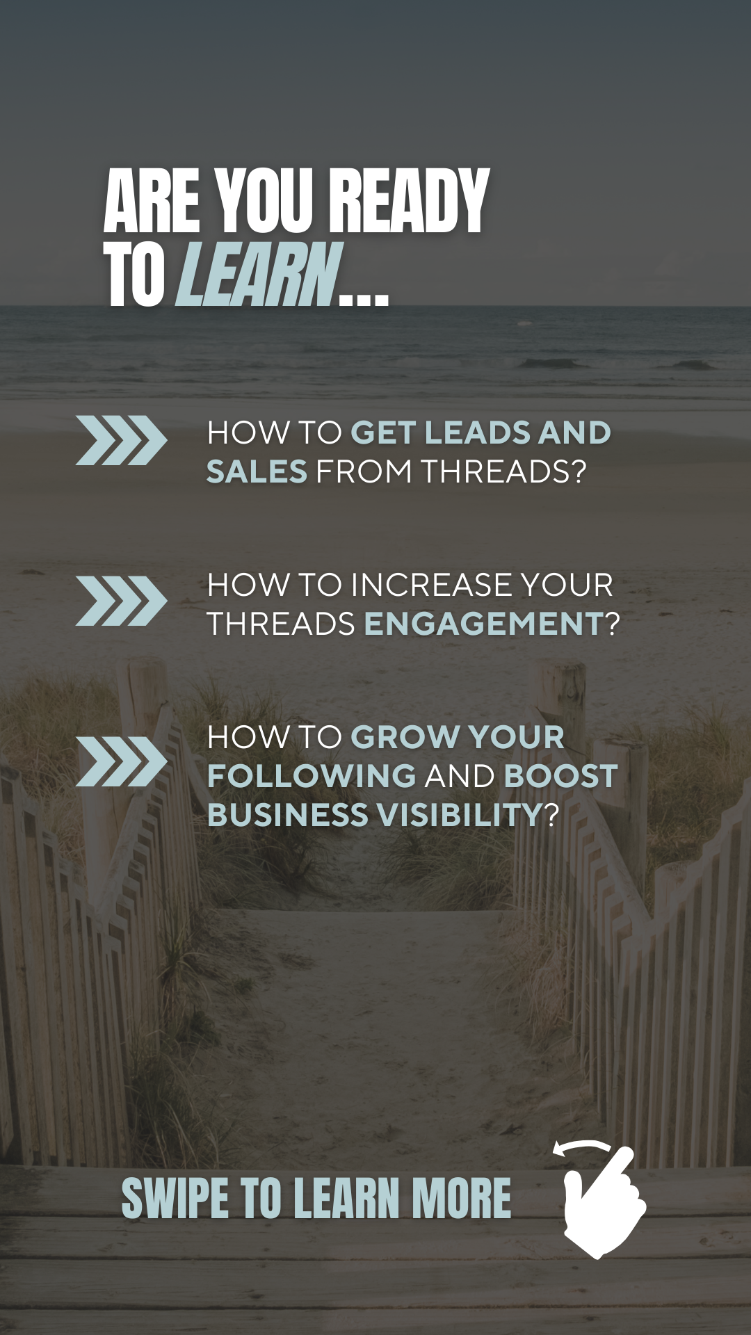 Beach boardwalk background for Threads to Millions