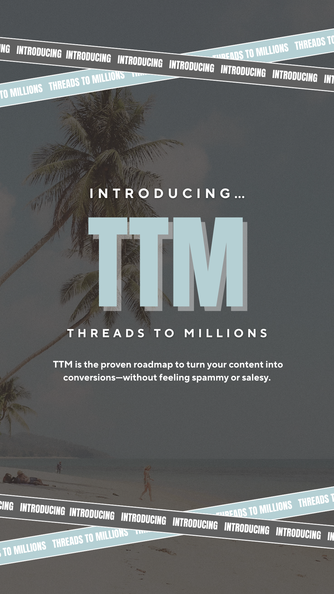 Beach background for Threads to Millions hero section